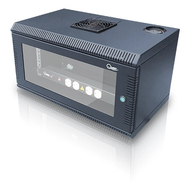 Gabinete Rack de Pared Compacto de 11U con Puerta en vidrio • Color: Negro