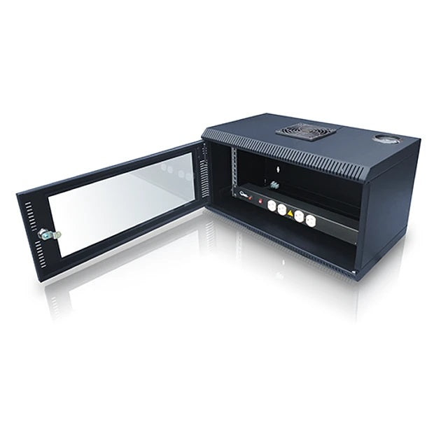 Gabinete Rack de Pared Compacto de 11U con Puerta en vidrio • Color: Negro