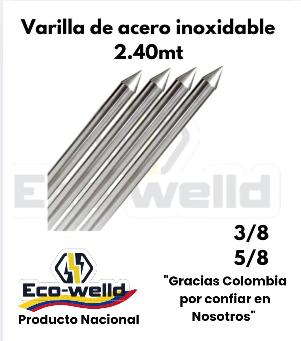 Varilla de acero inoxidable 2.40mt