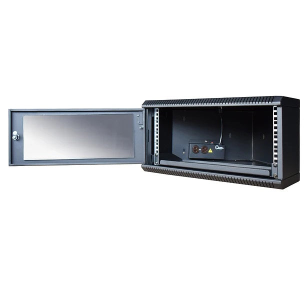 Gabinete Rack de Pared Compacto Triangular de 5U con Puerta en vidrio • Color: Negro