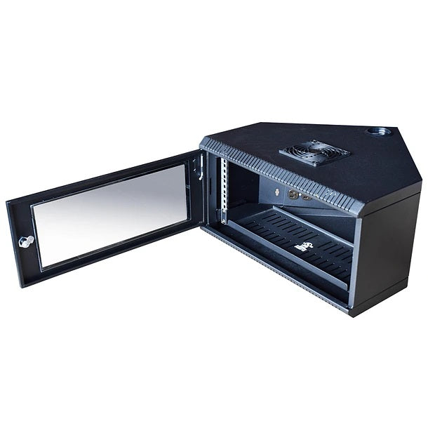 Gabinete Rack de Pared Compacto Triangular de 5U con Puerta en vidrio • Color: Negro