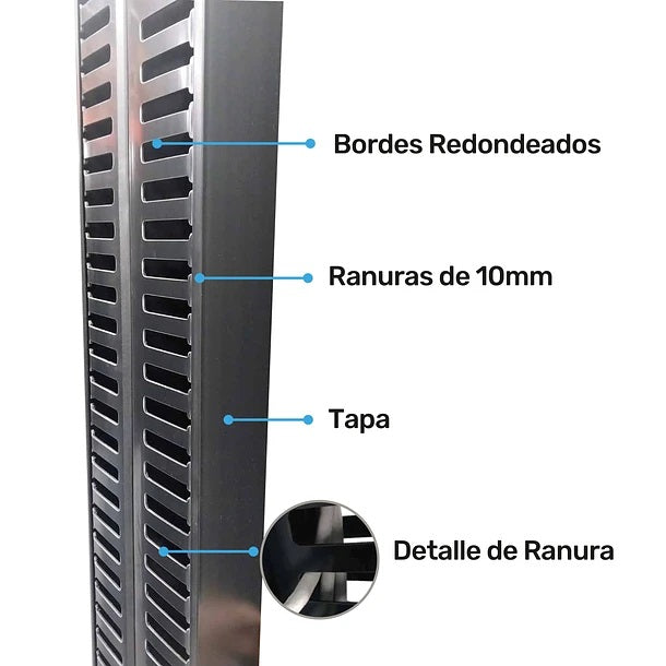 Organizador Vertical Doble Ducto de 60 x 80 mm para Gabinetes de 45U