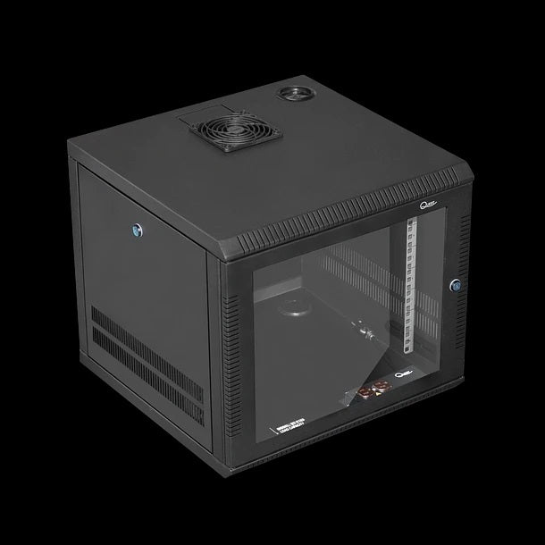 Gabinete Rack de Pared Tapas Laterales Removibles de 5U con Puerta en vidrio • Color: Negro