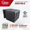 Gabinete Rack de Pared Abatible de 11U con Puerta en vidrio • Color: Negro