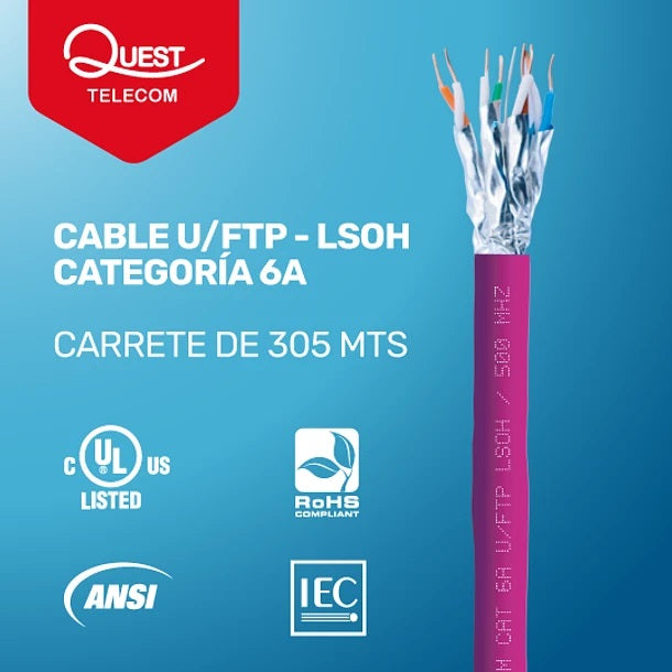 Cable U/FTP Categoría 6A - 305 metros
