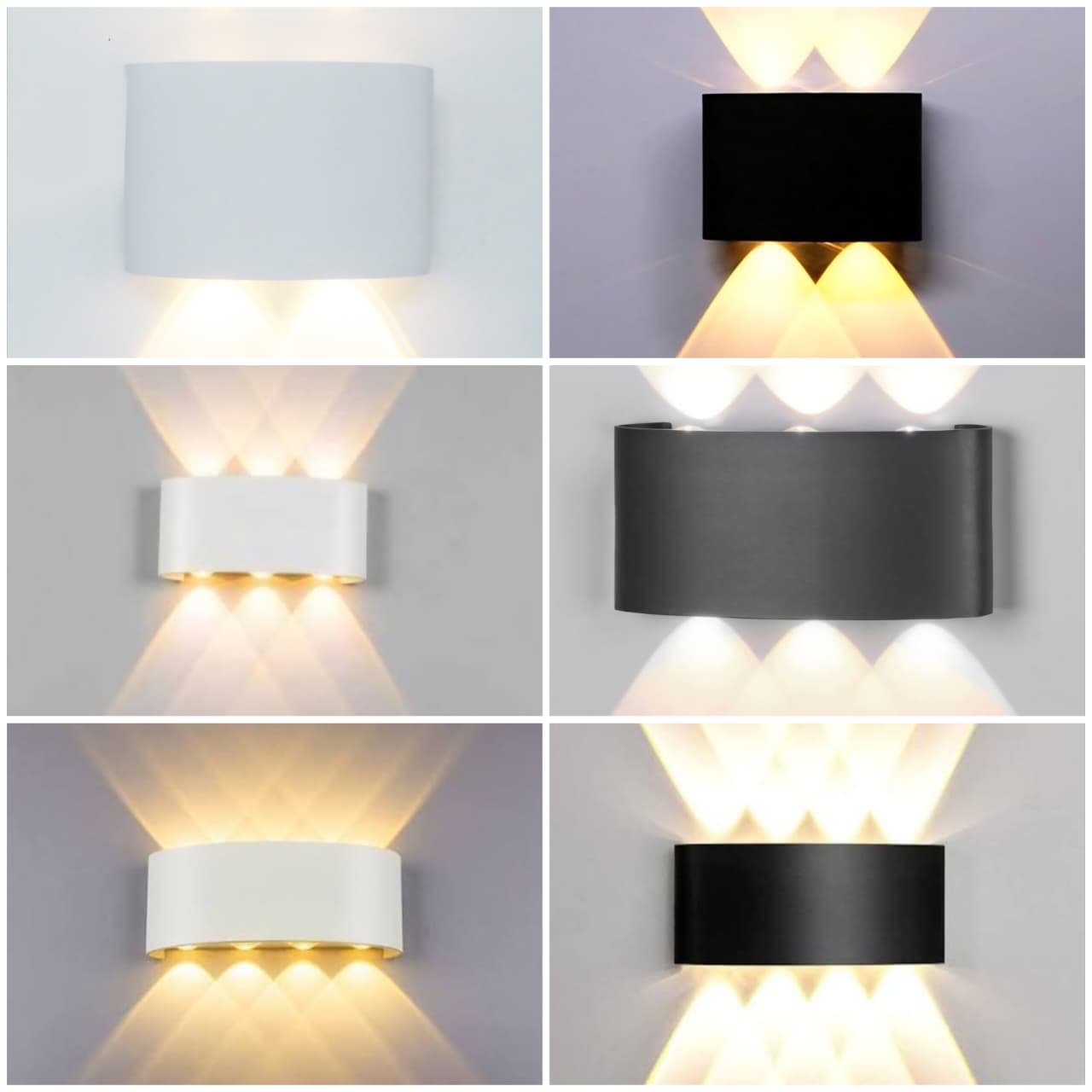 Apliques de pared 4W, 6W, 8W, colores Blanco y Negro luz calida