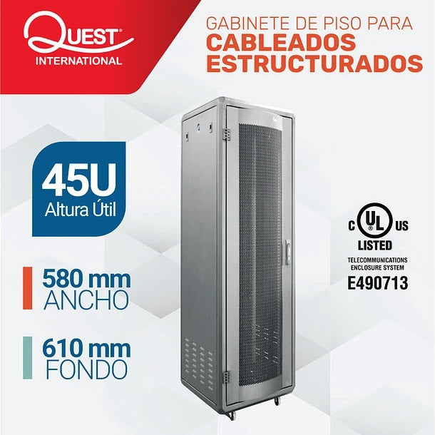 Gabinetes de Piso 45U | Ancho: 580 mm • Fondo: 610 mm