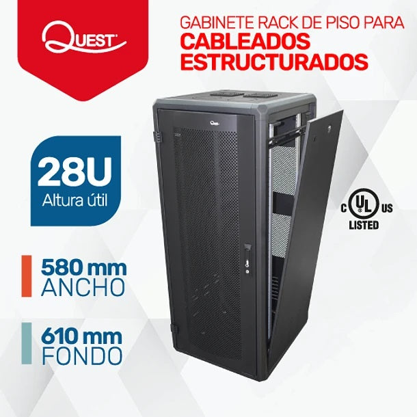 Gabinetes de Piso 28U | Ancho: 580 mm • Fondo: 610 mm
