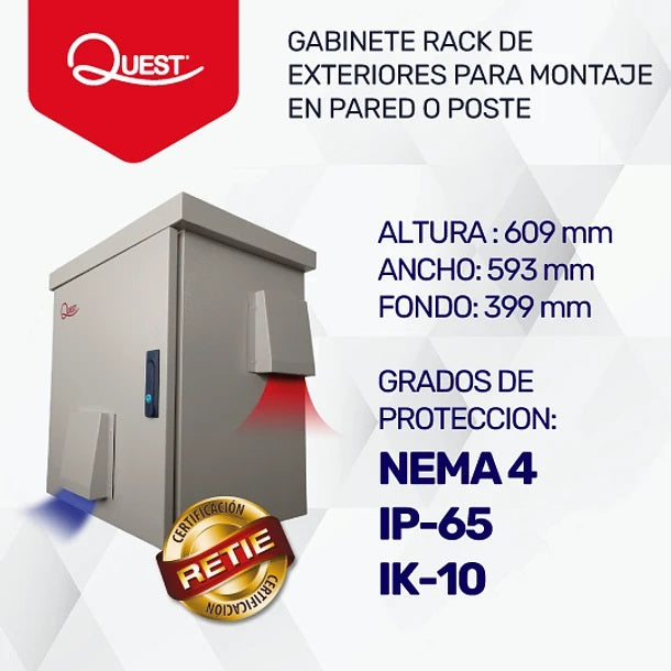 Gabinete Rack de Exteriores para Montaje en Poste | NEMA 4