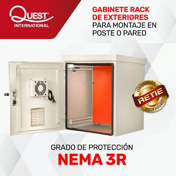 Gabinete Rack de Exteriores para Montaje en Poste de 12U NEMA 3R