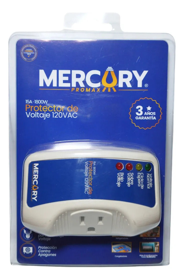 Protector Voltaje Mercury Pro Max 15a 120vac Eléctrico Blanco