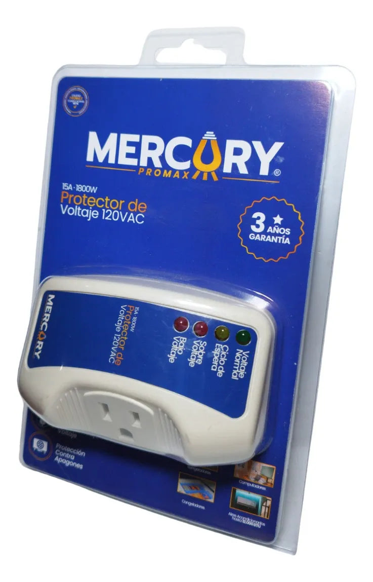 Protector Voltaje Mercury Pro Max 15a 120vac Eléctrico Blanco